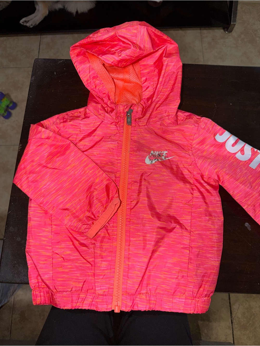 Girls' Nike Neon Pink Windbreaker Jacket with Hood